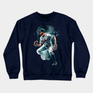 Expressive Baseball Athlete Sticker Crewneck Sweatshirt